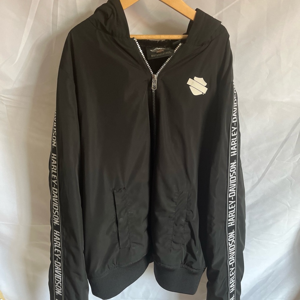 Harley Davidson Fleece Lined Softshell Zip Up Hooded Jacket - Women's Large